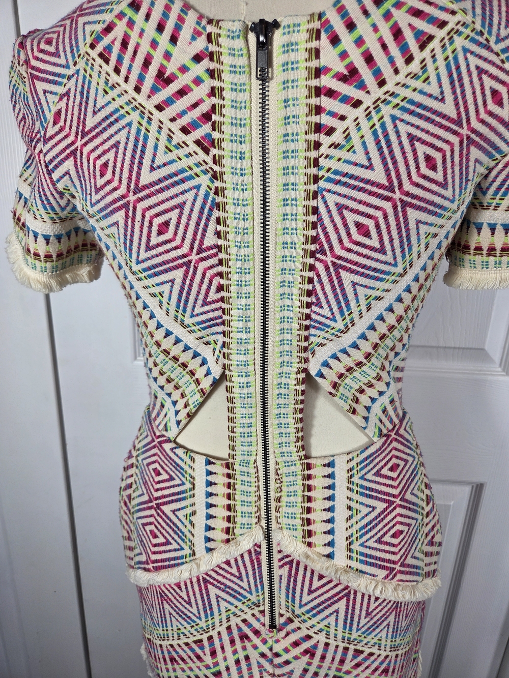 Acler Rae Geometric Fringe Cutout Dress XS - Picture 8 of 13